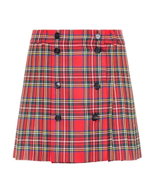 Miu Miu Red Plaid Skirt