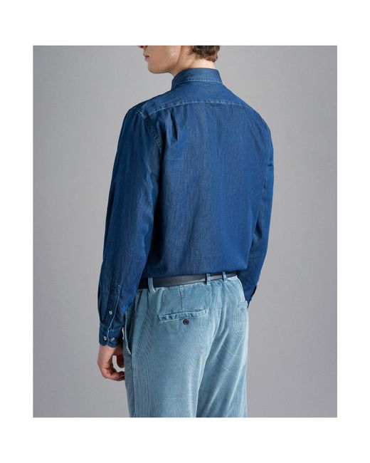 Paul & Shark Blue Long Sleeved Denim Shirt for men