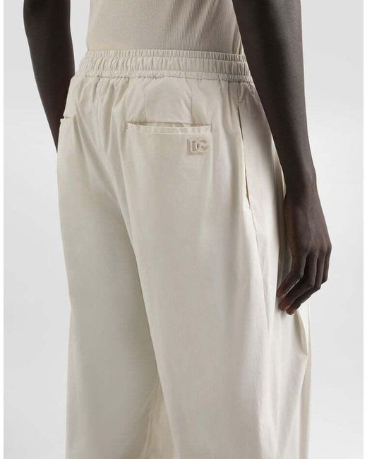Dolce & Gabbana White Pleated Drawstring Trousers for men