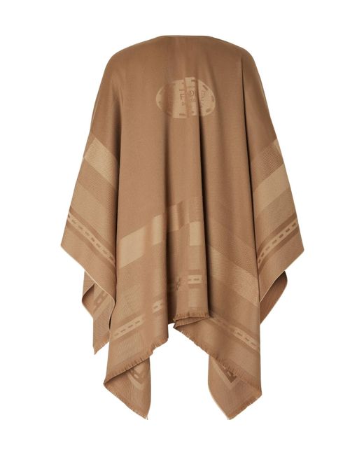 Fendi Brown Frayed-Edge Wraparound Poncho