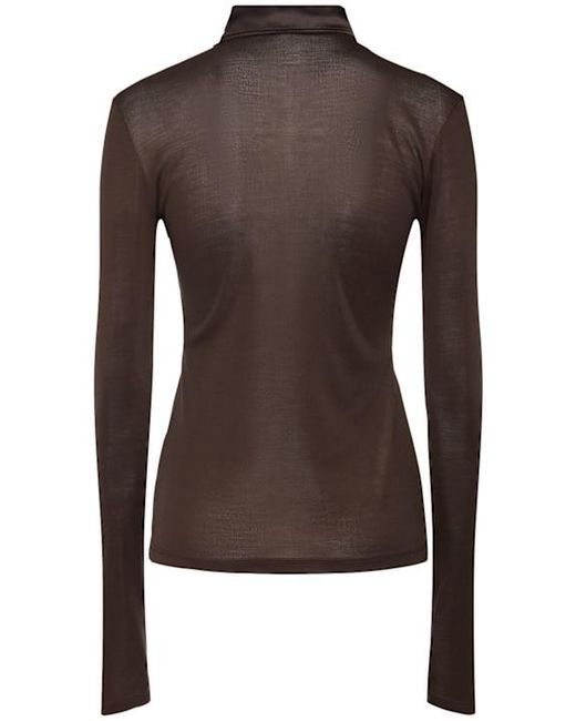 Tom Ford Brown Silk Jersey Long Sleeve Polo