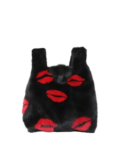 Simonetta Ravizza Red Furrlips Lip Pattern Handbag