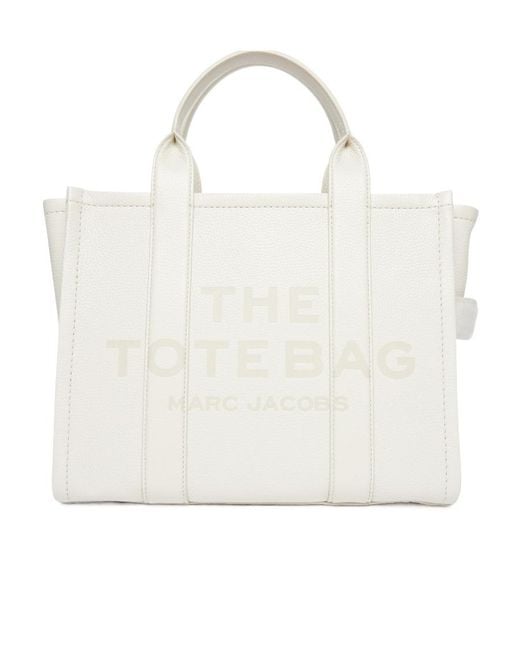 Marc Jacobs White Logo Medium Tote Shoulder Bag
