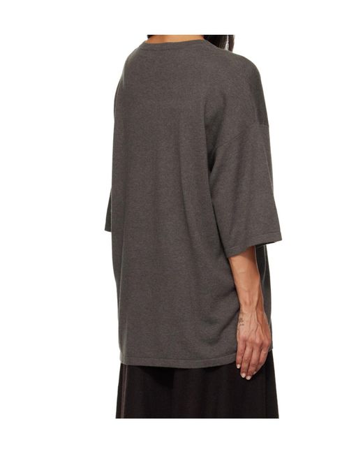 Lisa Yang Gray Knitted Crew Neck T-Shirt