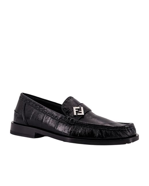 Fendi Black Ff Plaque Slip-On Loafers for men