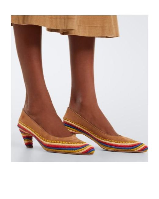 Gabriela Hearst Brown Peggy Suede And Raffia Pumps