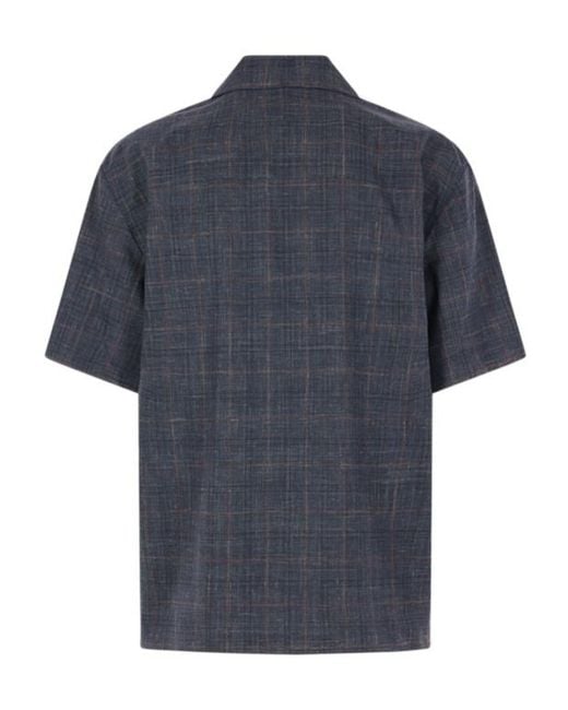 Jil Sander Blue Checked Buttoned Shirt for men
