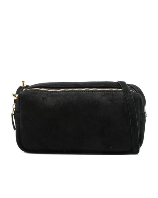 Elleme Black Mini Trousse Suede Zip-Top Shoulder Bag