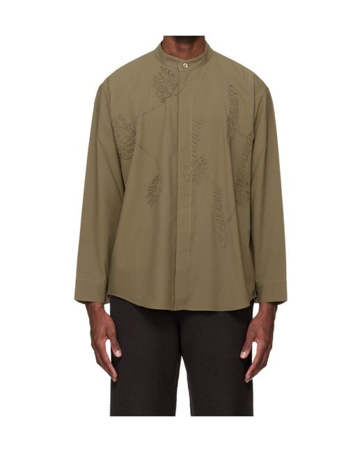 Homme Plissé Issey Miyake Natural Long-Sleeved Applique Shirt for men
