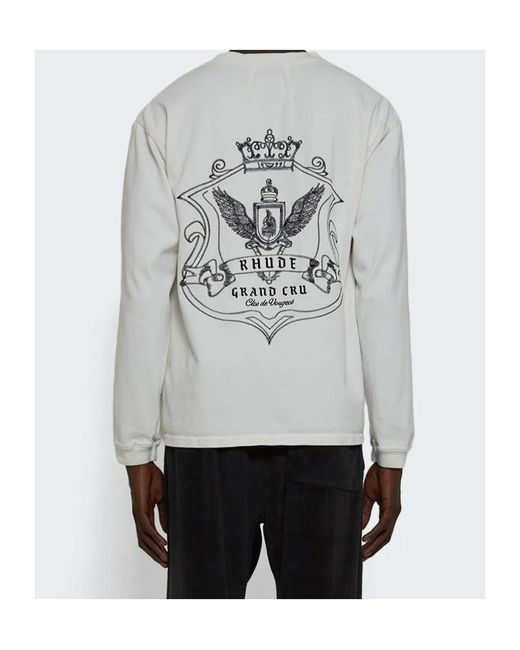 Rhude Gray Grand Cru Crest L/S T-Shirt for men