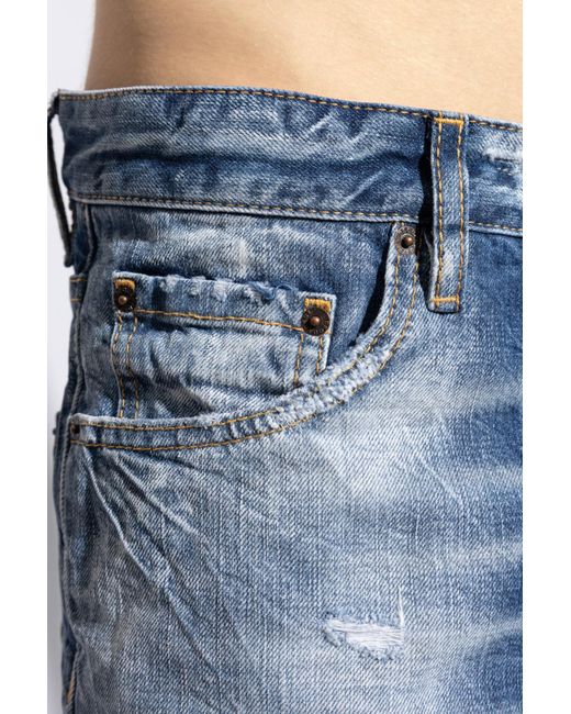 DSquared² Blue Distressed Straight-Leg Jeans for men