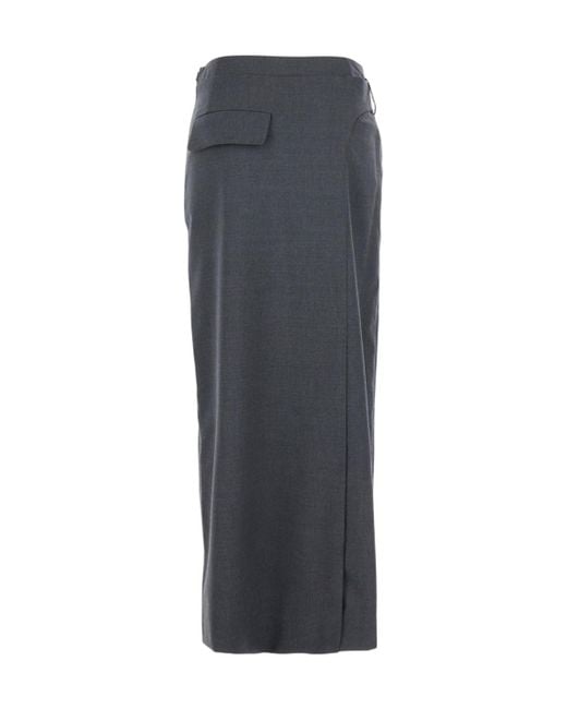 Low Classic Gray Belted Maxi Skirts