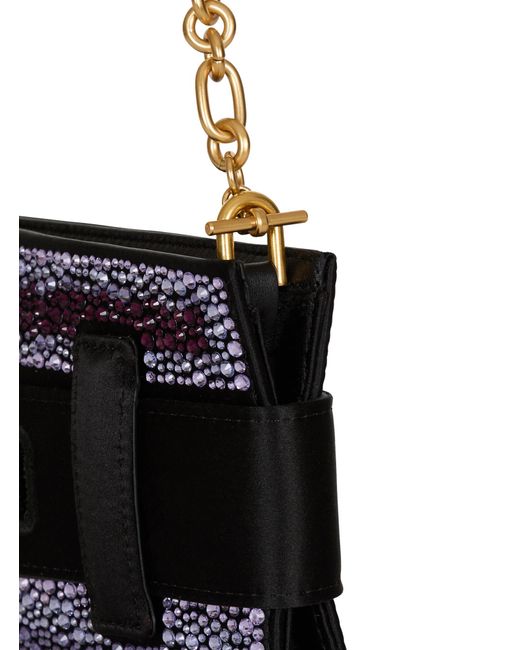 Balmain Black Anthem Crystal Satin Clutch