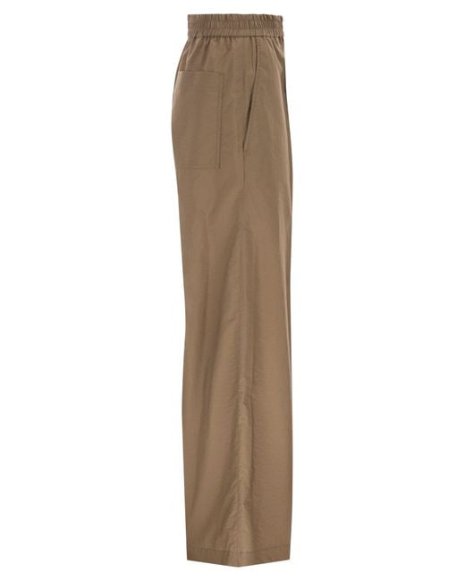 Brunello Cucinelli Natural Pleated Wide-Leg Pants