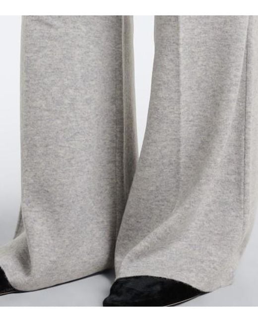 Victoria Beckham Gray Wool And Cashmere Wide-Leg Pants