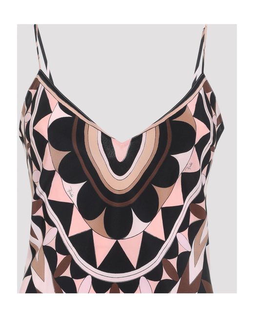 Emilio Pucci White Pucci Geometric Print Slip Dress
