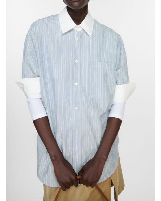 Acne Blue Striped Button-Up Shirt