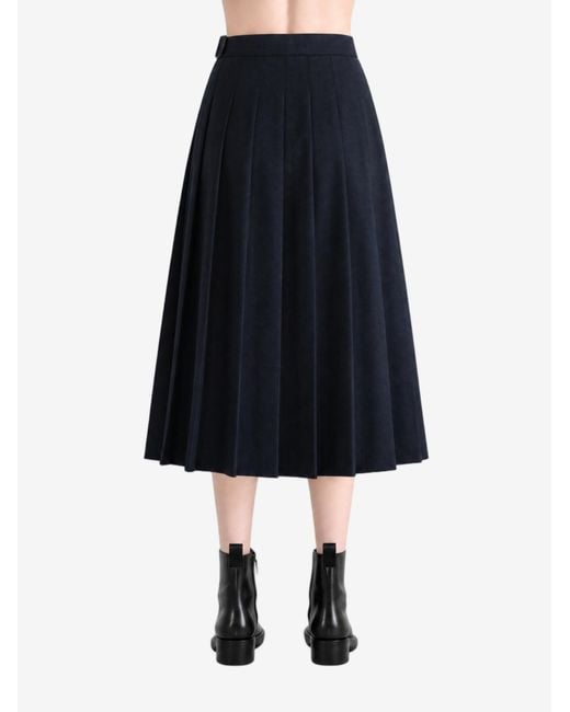 Auralee Blue Hopsack Pleated Skirt