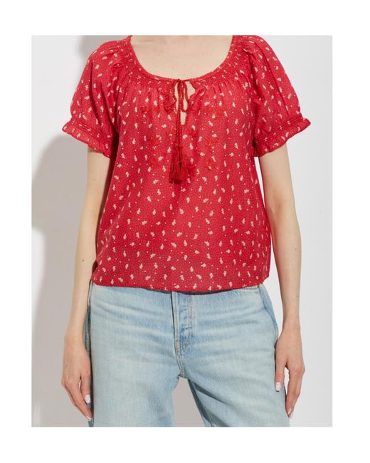 Re/done Red Katie Short-Sleeved Cover-Up