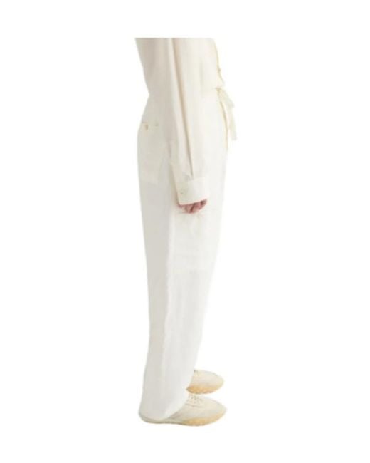 Jil Sander White Cargo Wide-Leg Pants for men