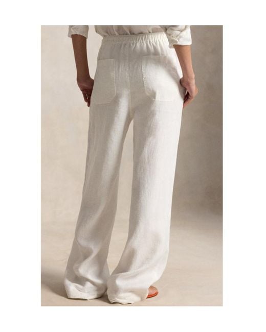 Ralph Lauren White Drawstring Pull-On Trousers