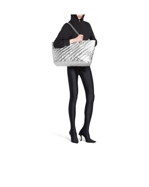 Balenciaga Gray Crush Large Quilted Tote Bag