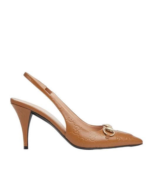 Gucci Pink 100Mm Horsebit Slingback Pump