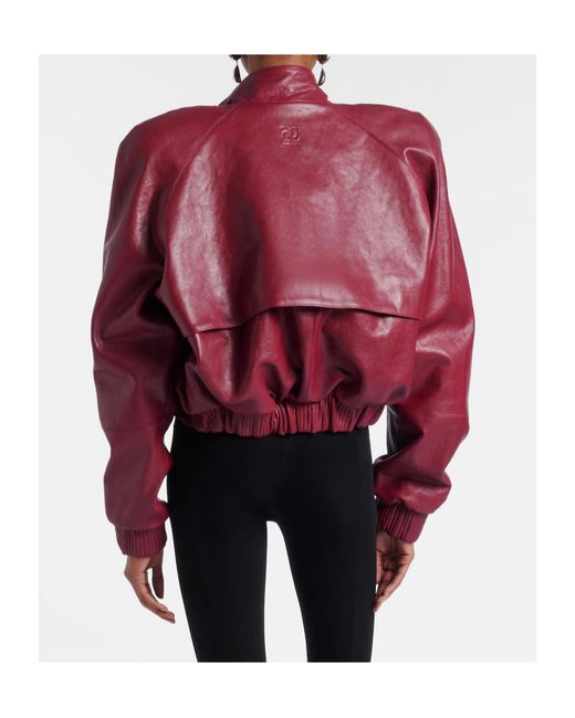 Magda Butrym Red Cropped Leather Jacket