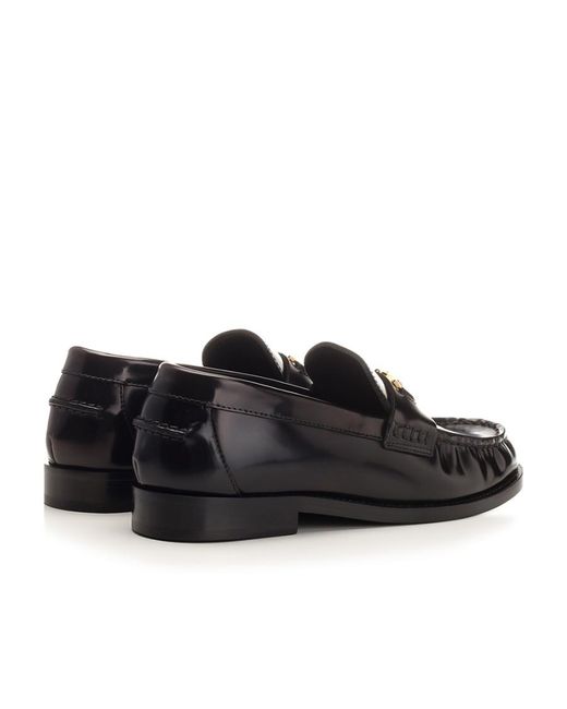 Versace Black Logo-Plaque Slip-On Loafers