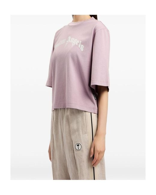 Palm Angels Pink Curved Logo Boxy T-Shirt