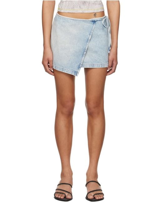 DIESEL Blue De-Lem Denim Wrap Mini Skirt