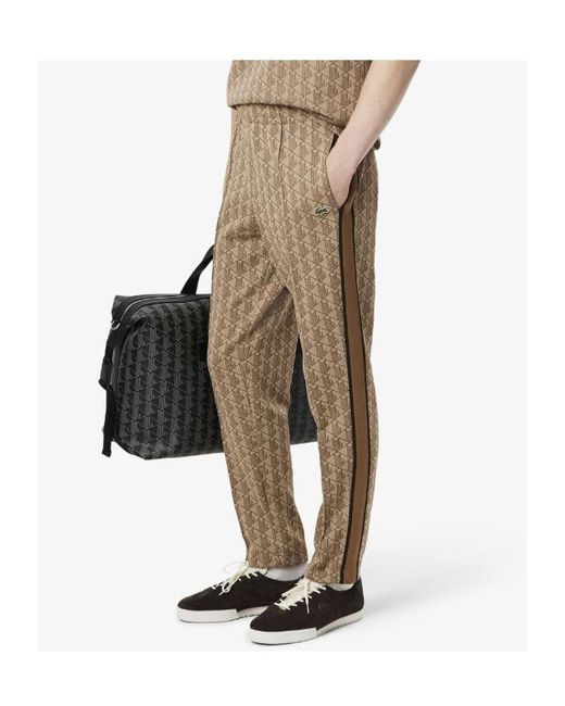 Lacoste Natural Monogram Logo Patch Sweatpants for men