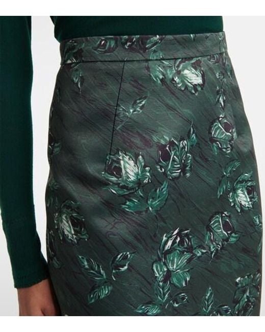 Emilia Wickstead Green Lorelei Floral Taffeta Faille Pencil Skirt