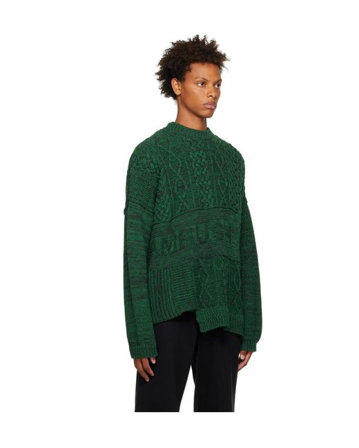 Ambush Green Patchwork Knitted Jumper for men