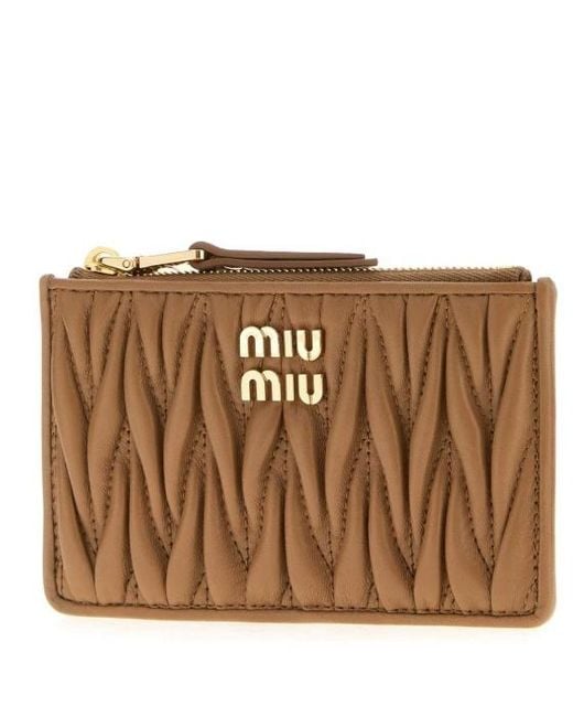 Miu Miu Brown Matelassé Zipped Wallet