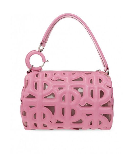 Burberry Pink Mini Quilted Monogram Freya Top Handle Bag