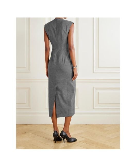 TOVE Gray Estelle Pinstriped Woven Midi Dress
