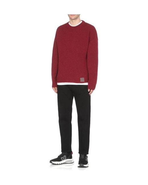 DSquared² Red Logo-Patch Crewneck Jumper for men