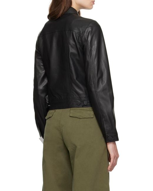 Rag & Bone Black Long-Sleeved Leather Jacket