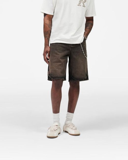 Represent Gray Relaxed Denim Shorts for men
