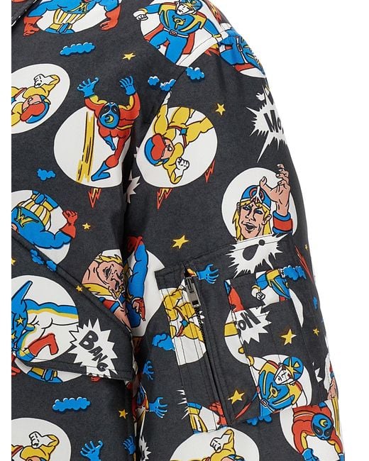 Moschino Blue Fantasy Cartoon Bomber Jacket for men
