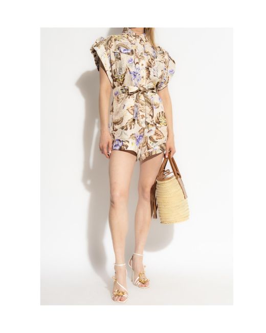 Zimmermann Metallic Floral Pattern Jumpsuit