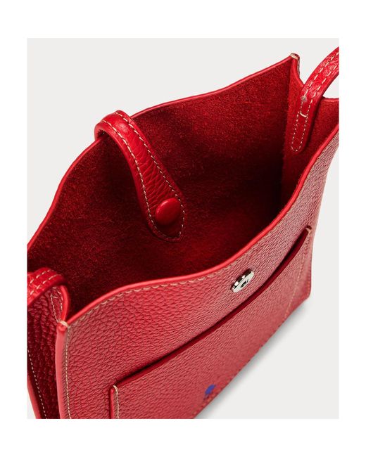 Polo Ralph Lauren Red Pebbled Leather Crossbody Bag