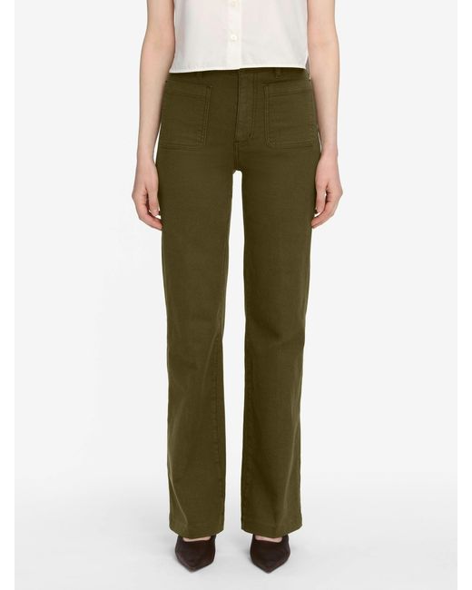 FRAME Green High-Waisted Flared Jeans