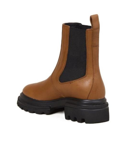 Hogan Brown Round Toe Slip-On Boots