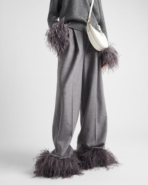 Prada Gray Wide-Leg Trousers