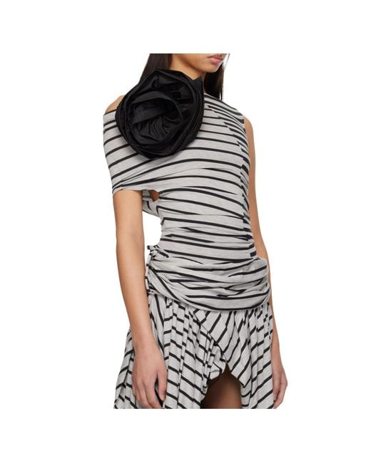 VAQUERA Black Striped Corsage Top