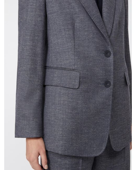 Max Mara Blue Studio Hodeida Single-Breasted Blazer