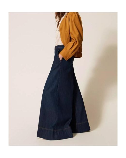 Twinset Blue Stitched Palazzo Jeans
