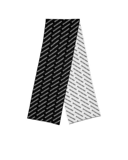 Balenciaga Black Letter Print Scarf